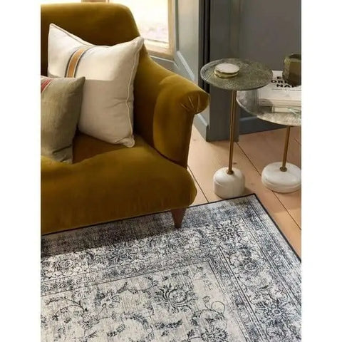 Eco-Washable Blue Rug Bordered Design - Rugs