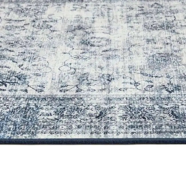 Eco-Washable Blue Rug Bordered Design - Rugs