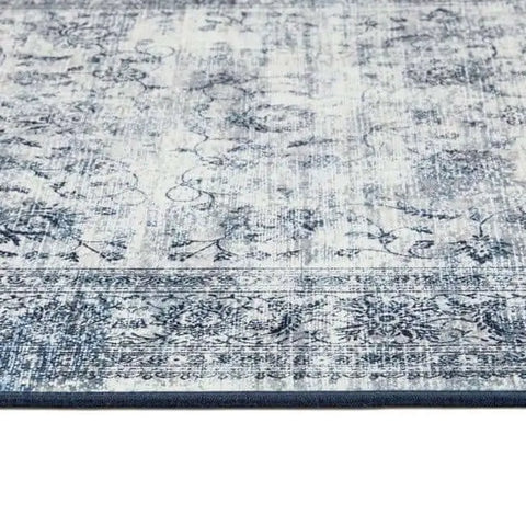 Eco-Washable Blue Rug Bordered Design - Rugs