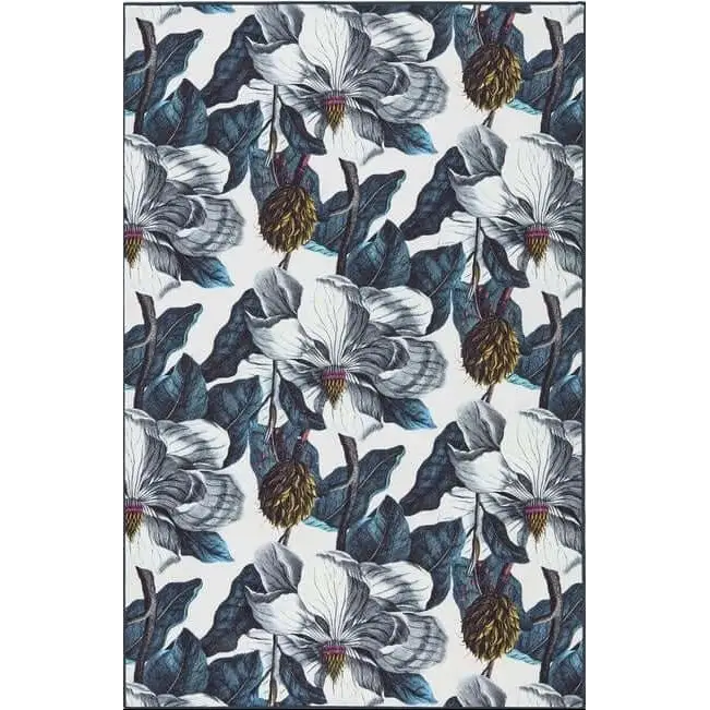 Eco-Washable Blue Rug Floral Design - 120X185 cm - Rugs