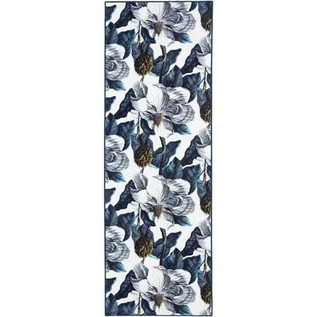 Eco-Washable Blue Rug Floral Design - 75X220 cm - Rugs