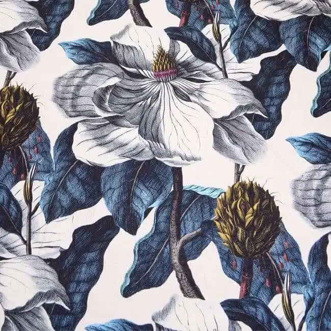 Eco-Washable Blue Rug Floral Design - Rugs