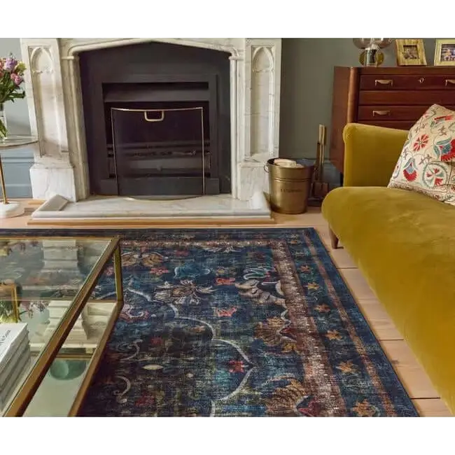Eco-Washable Blue Rug Vintage Design - Rugs