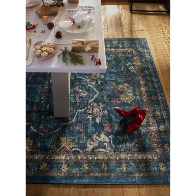 Eco-Washable Blue Rug Vintage Design - Rugs