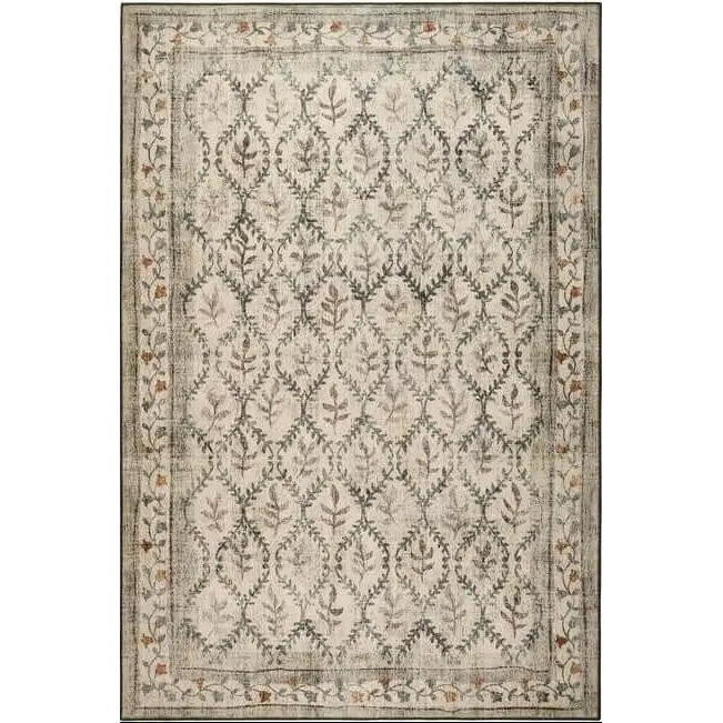 Eco-Washable Cream Rug Botanicals Design - 120X185 cm - Rugs
