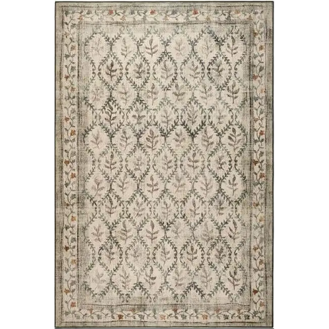 Eco-Washable Cream Rug Botanicals Design - 120X185 cm - Rugs