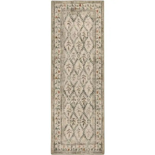 Eco-Washable Cream Rug Botanicals Design - 75X220 cm - Rugs