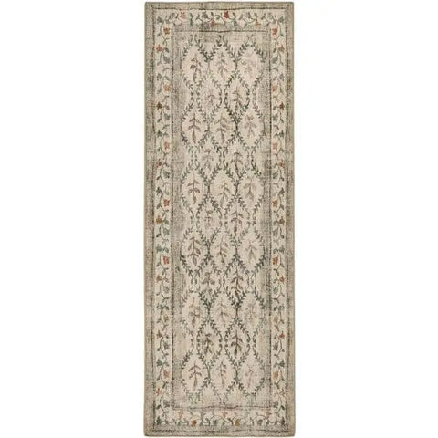 Eco-Washable Cream Rug Botanicals Design - 75X220 cm - Rugs