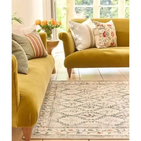 Eco-Washable Cream Rug Botanicals Design - Rugs