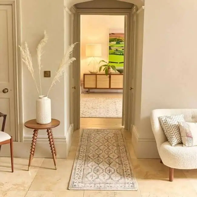 Eco-Washable Cream Rug Botanicals Design - Rugs