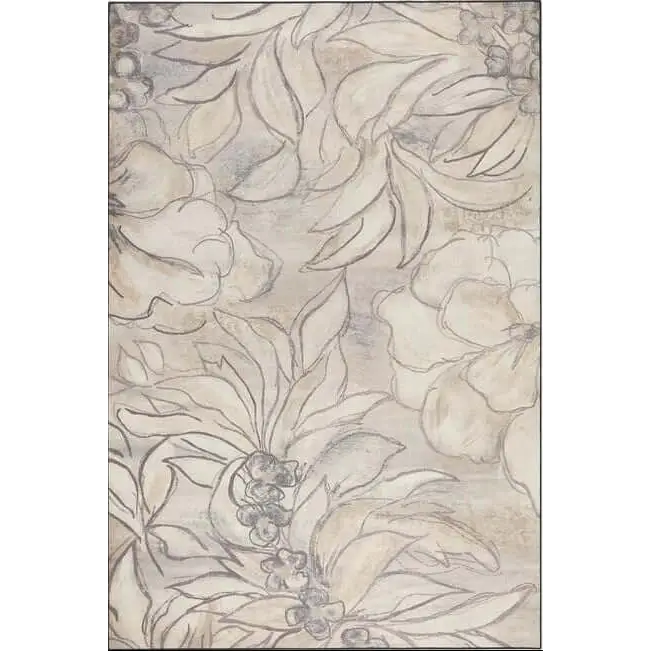 Eco-Washable Cream Rug Floral Design - 120X185 cm - Rugs