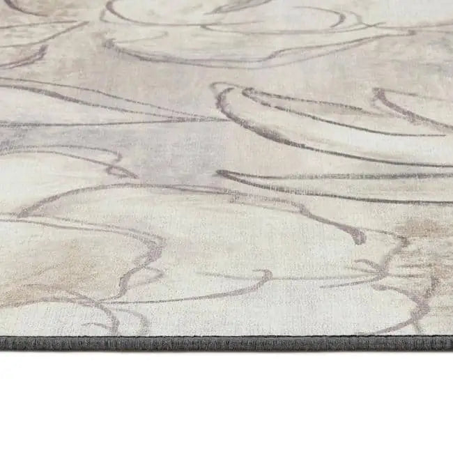 Eco-Washable Cream Rug Floral Design - Rugs