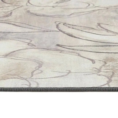 Eco-Washable Cream Rug Floral Design - Rugs