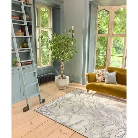 Eco-Washable Cream Rug Floral Design - Rugs