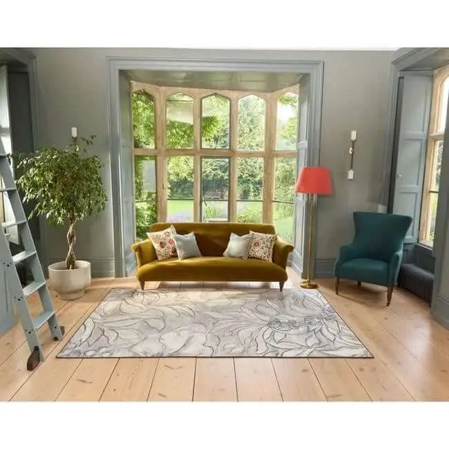 Eco-Washable Cream Rug Floral Design - Rugs