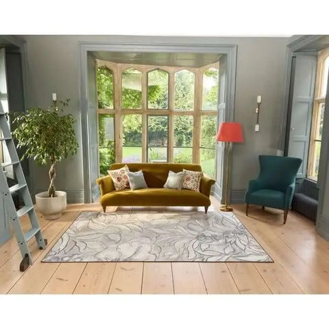 Eco-Washable Cream Rug Floral Design - Rugs