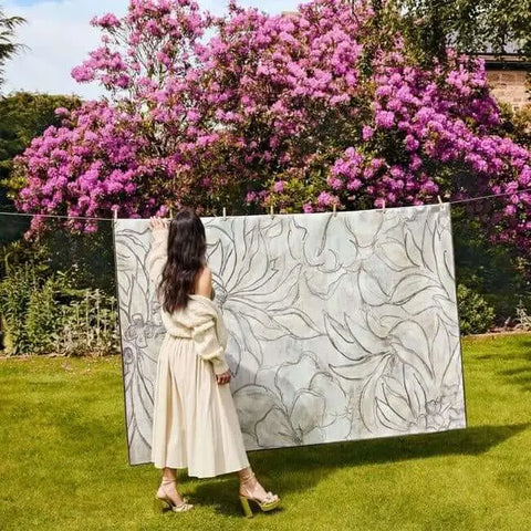 Eco-Washable Cream Rug Floral Design - Rugs