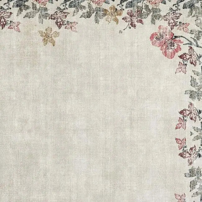 Eco-Washable Cream Rug Flower Design - Rugs