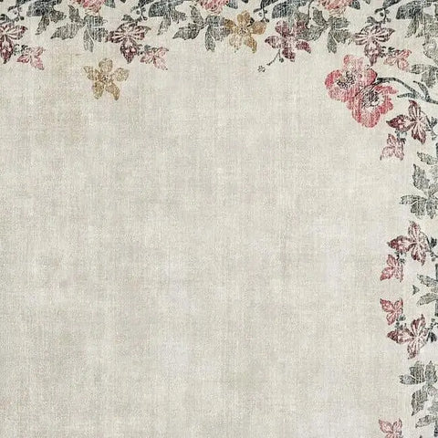 Eco-Washable Cream Rug Flower Design - Rugs