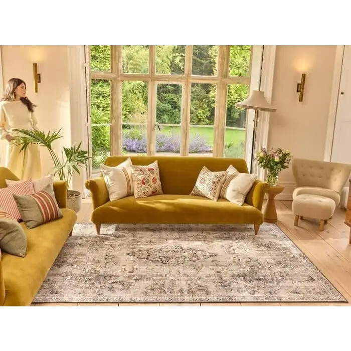 Eco-Washable Cream Rug Vintage Design - Rugs