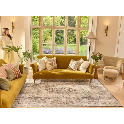 Eco-Washable Cream Rug Vintage Design - Rugs