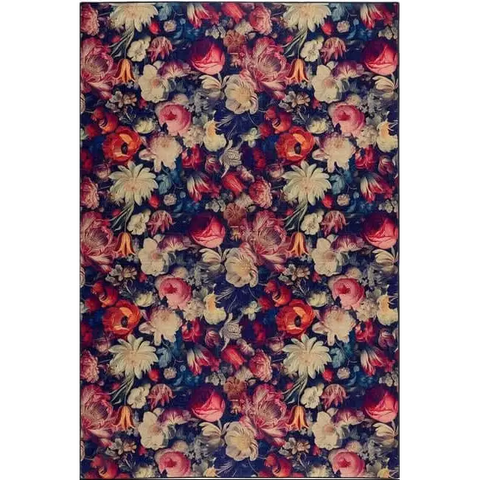 Eco-Washable Dark Flowers Design - 120X185 cm - Rugs