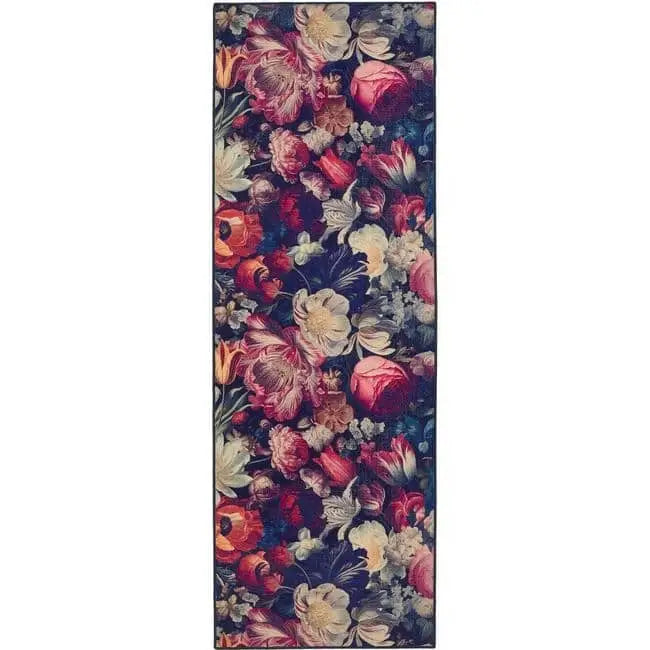 Eco-Washable Dark Flowers Design - 75X220 cm - Rugs