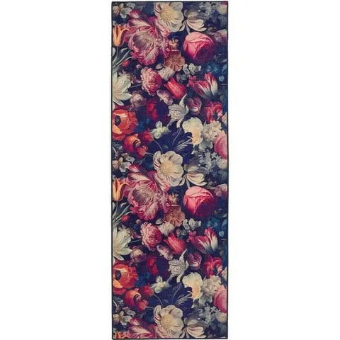 Eco-Washable Dark Flowers Design - 75X220 cm - Rugs