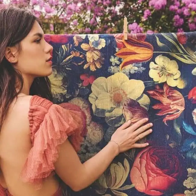 Eco-Washable Dark Flowers Design - Rugs