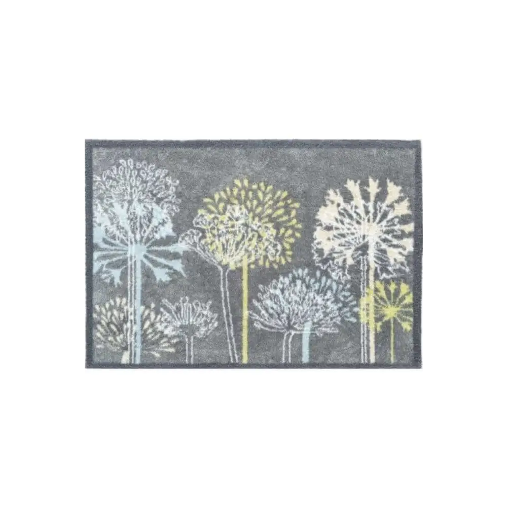 Eco-Washable Floral Design Mat in Grey - 50X75 cm - Rugs