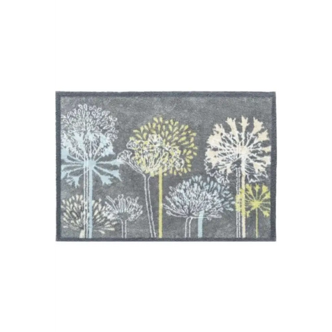 Eco-Washable Floral Design Mat in Grey - 50X75 cm - Rugs