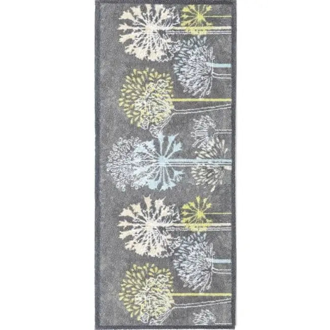 Eco-Washable Floral Design Mat in Grey - 65X100 cm - Rugs
