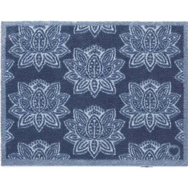 Eco Washable Floral Mats – Geometric - Dark Blue / 65X85 cm - Doormat