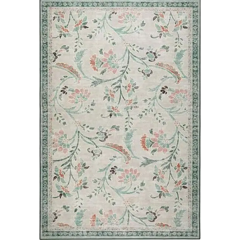 Eco-Washable Green Rug Floral Design - 120X185 cm - Rugs