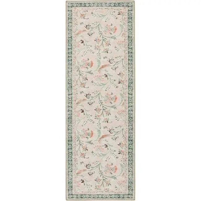 Eco-Washable Green Rug Floral Design - 75X220 cm - Rugs
