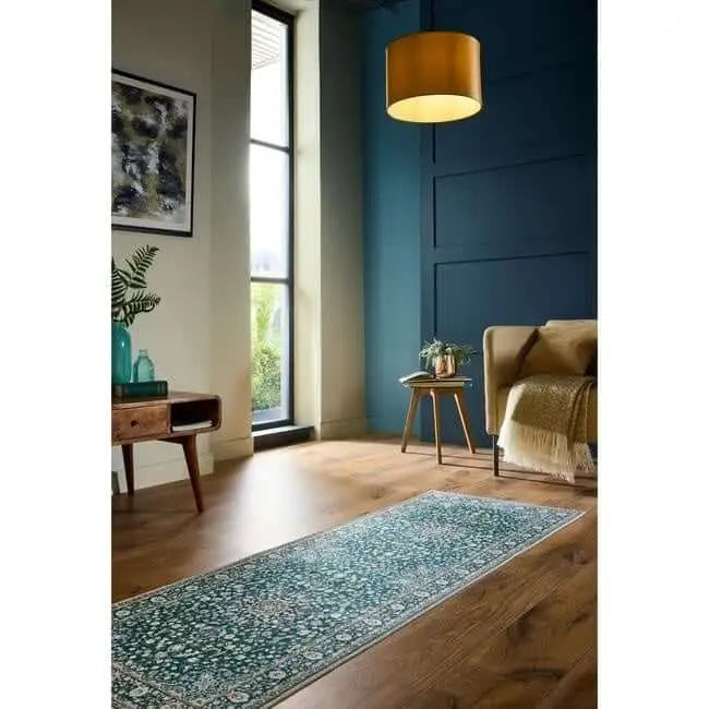 Eco-Washable Green Rug Medallion Design - Rugs