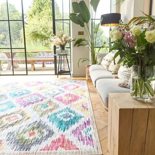 Eco-Washable Multicolour Rug Moroccan Design - Rugs