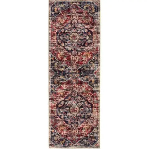 Eco-Washable Red Rug Medallion Design - 75X220 cm - Rugs