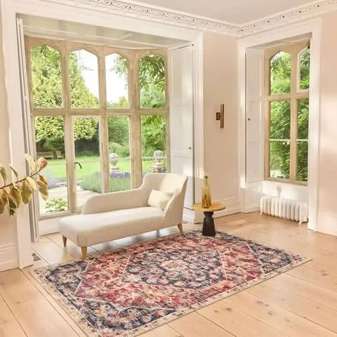 Eco-Washable Red Rug Medallion Design - Rugs