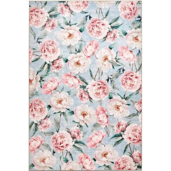 Eco-Washable Rug Flower Design - 120X185 cm / Blue - Rugs