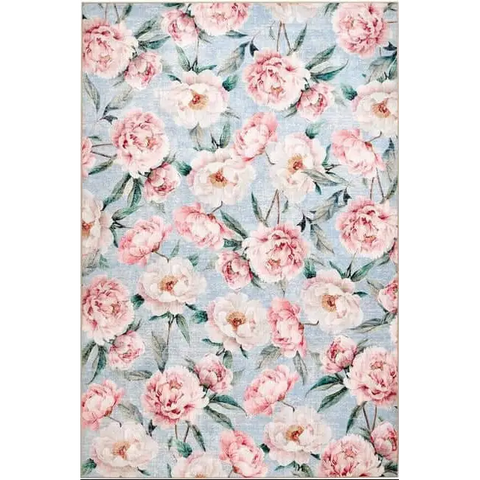 Eco-Washable Rug Flower Design - 120X185 cm / Blue - Rugs