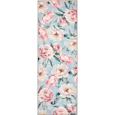 Eco-Washable Rug Flower Design - 75X220 cm / Blue - Rugs