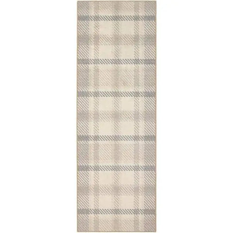 Eco-Washable Rug Tartan Design - 75X220 cm / Beige - Rugs