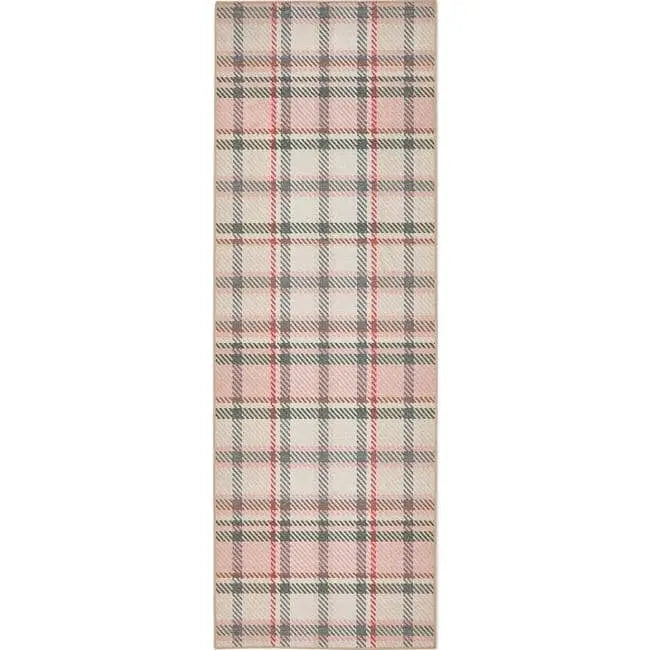 Eco-Washable Rug Tartan Design - 75X220 cm / Pink - Rugs