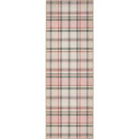 Eco-Washable Rug Tartan Design - 75X220 cm / Pink - Rugs