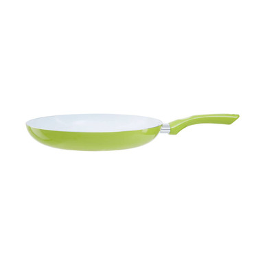 Ecocook 30cm lime green frying pan with ceramic coating nonstick surface and matching handle white interior