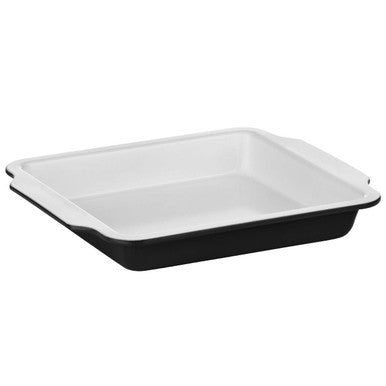 Ecocook black baking enamel dish with raised edges and handles perfect for roasting and baking meals