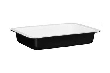 Black rectangular roasting dish ecocook with enamel finish and white interior for easy baking and roasting
