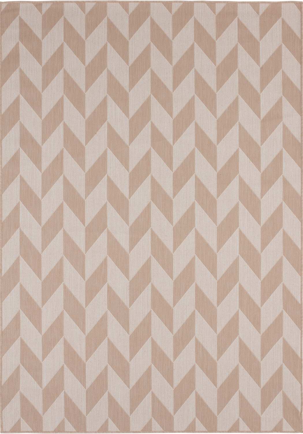 Ecology outdoor rug beige with a chevron pattern in beige and cream perfect for outdoor spaces