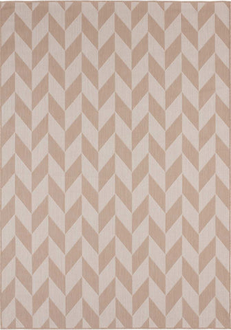 Ecology outdoor rug beige with a chevron pattern in beige and cream perfect for outdoor spaces